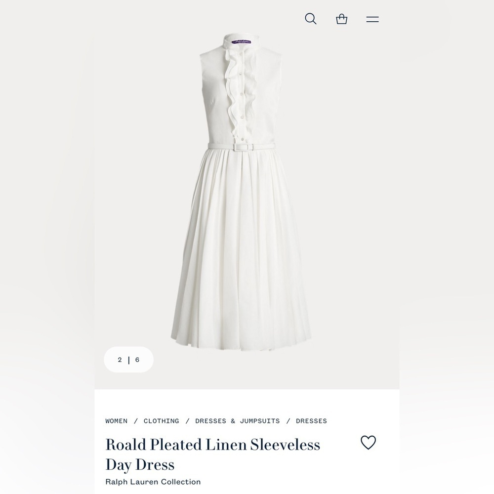 Ralph Lauren Collection Roald Pleated Linen Sleeveless Day Dress NWT - Picture 6 of 12